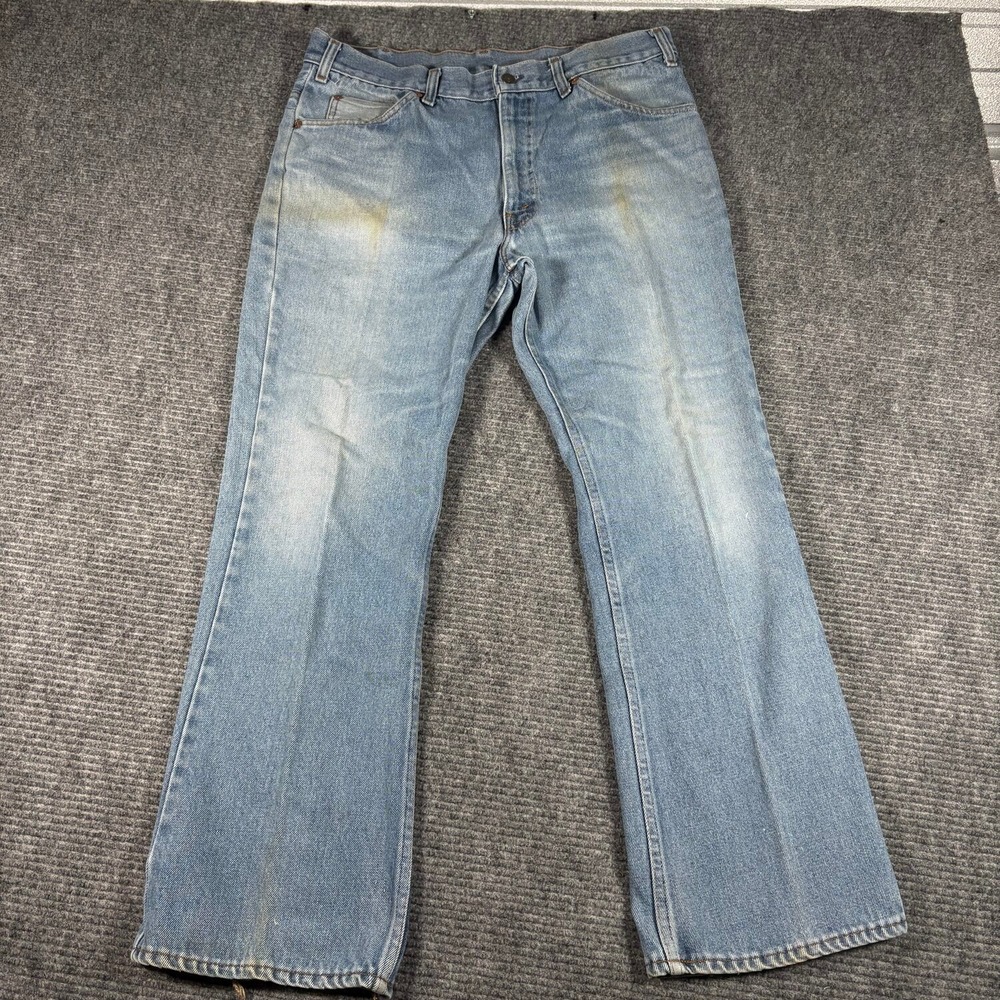 Vtg JCPenney Plain Pockets Jeans Mens 36x31 Blue Fair Light Wash Straight Leg